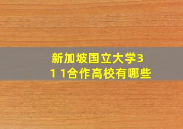 新加坡国立大学3 1 1合作高校有哪些